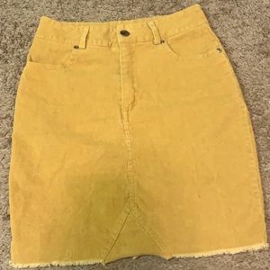 a gold/mustard jean skirt